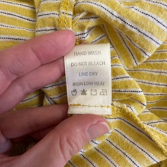 Max Studio Yellow Striped Cotton Smocked Midi Dress Size S Peasant Cottagecore - Picture 8 of 8